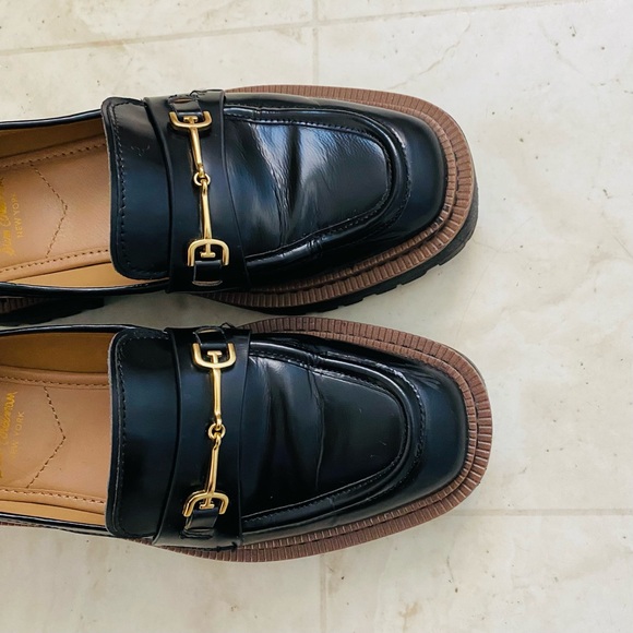 $150 Sam Edelman Laurs Black Leather Chunky Sole Platform Grunge Loafers Size 6 - Picture 10 of 16